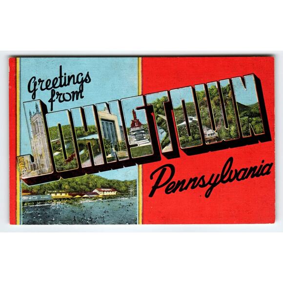 Vintage Johnstown Pennsylvania Linen Postcard by Helsel & Murphy - Picture 1 of 2